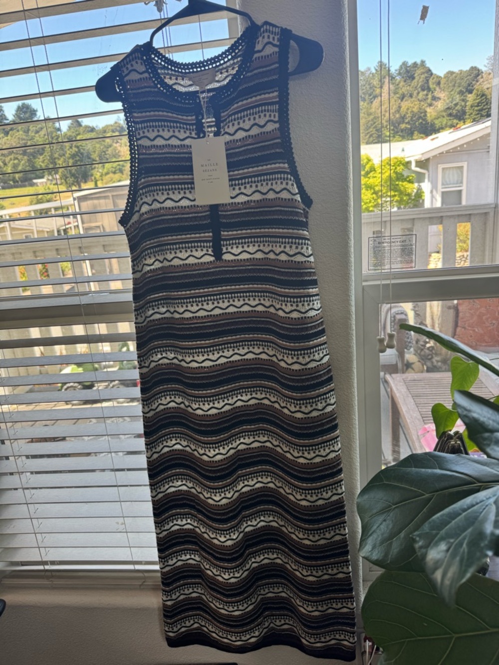 SEZANE Leora crocheted Black/Ecru/Camel Size M
